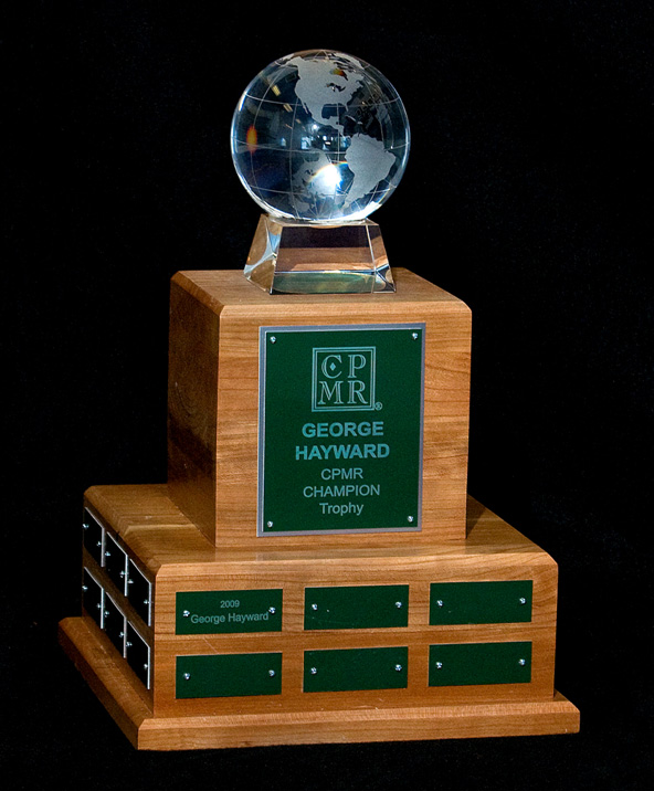 9-1/2 inch Black Wood Perpetual 2-Tiered Trophy Base
